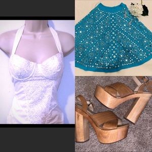 Cosabella sexy white eyelet corset halter top